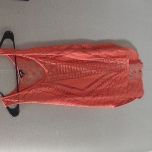 Women's orange burnt out tank top